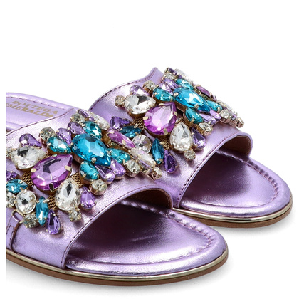 Eleganckie klapki ze skóry - BOTTEGA SMERALDA 215WLD FIOLETOWE