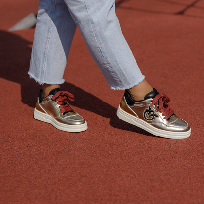Sneakersy damskie premium - PINKO MANDY 01 ZŁOTE