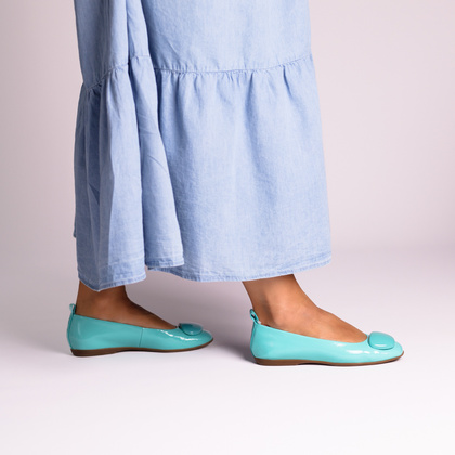 Hiszpańskie baleriny ze skóry lakierowanej - WONDERS A-86120 MORSKIE