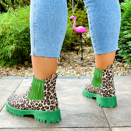 Kolorowe sztyblety - TYMOTEO A1001 PANTERA ZIELONY