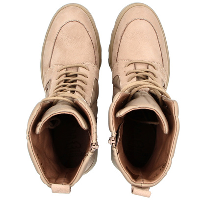 Skórzane botki na platformie - WONDERS G-7004 JASNY BRĄZ