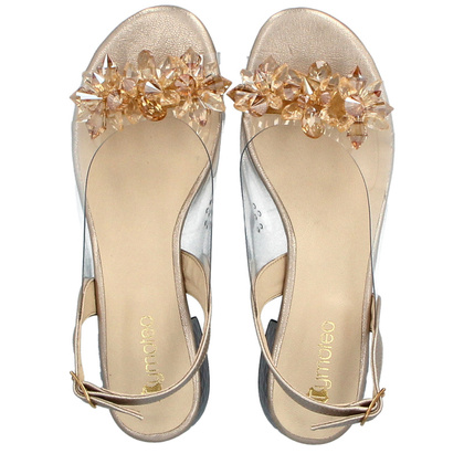 Silikonowe sandałki na niskim obcasie - TYMOTEO 476-37 ZŁOTE