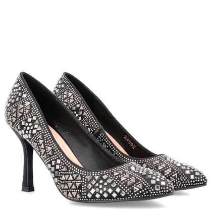 Szpilki z kryształkami - MENBUR 24682 CZARNE