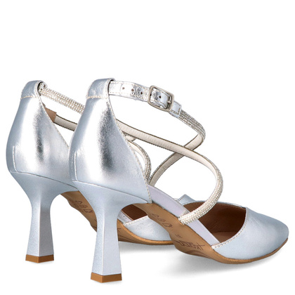 Szpilki ślubne z błyszczącymi paseczkami - KOTYL 3713 SREBRNE