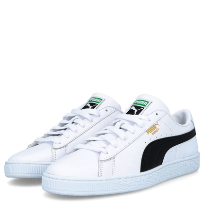 Sneakersy męskie ze skóry - PUMA BASKET CLASSIC XXL 374923 BIAŁO CZARNE