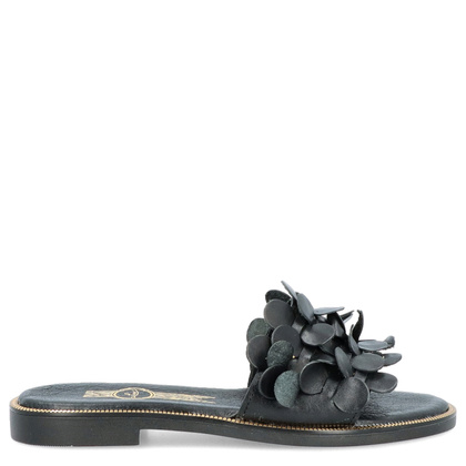 Klasyczne klapki ze skóry - LEMAR 40381 CZARNE