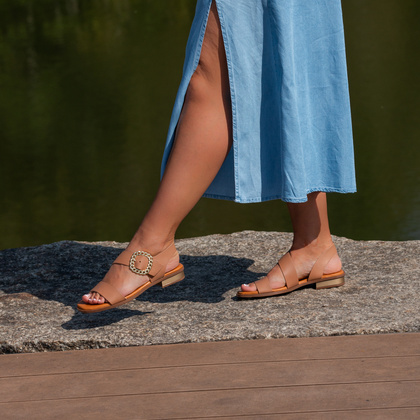 Eleganckie sandały ze skóry - OH! MY SANDALS 5581 BRĄZOWE