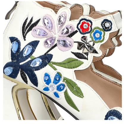 Sandały z kolorowymi kryształkami - SCAVIOLA S-194 BIAŁE