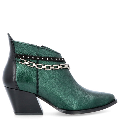 Krótkie kowbojki ze skóry - TYMOTEO G1069 BUTELKOWA ZIELEŃ
