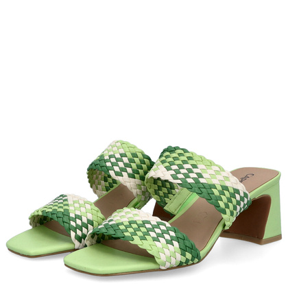 Stylowe klapki na obcasie - CAPRICE 9-27213-42 ZIELONE