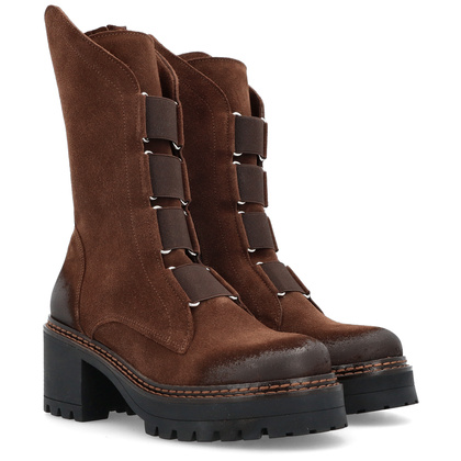 Wysokie workery ze skóry - TYMOTEO 2163/2 BRĄZOWE