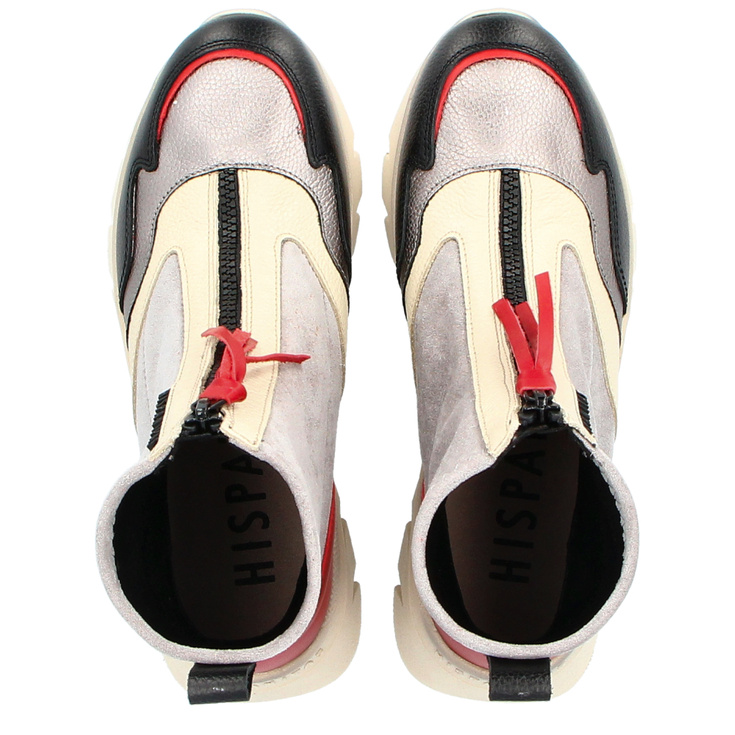 Hiszpańskie wysokie sneakersy z zamkiem - HISPANITAS CHI243628 SZARO-BEŻOWE