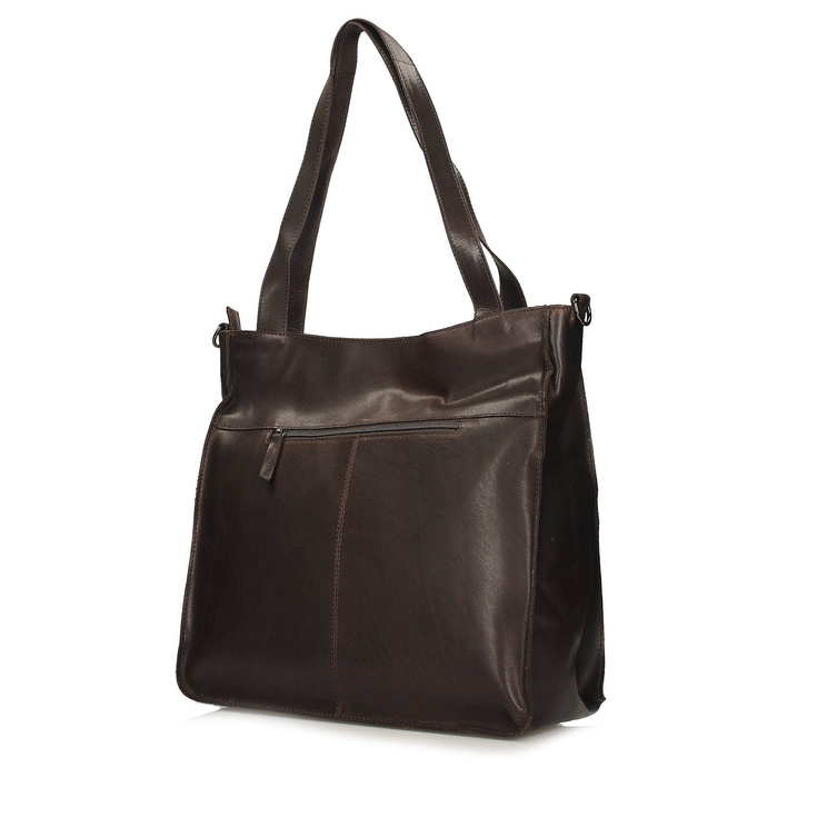 Torebka skórzana shopper - TOSCANIO TR12744 CIEMNY BRĄZ