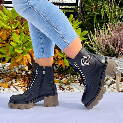 Trapery na grubym spodzie - LEMAR 60376 CZARNE