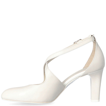 Ślubne czółenka na obcasie - KOTYL 7079 ECRU