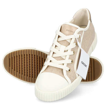 Sznurowane trampki damskie - GEOX D.BLOMIEE B-SHI. TEX D556HB BEŻOWE