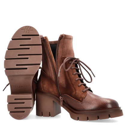 Sznurowane botki na obcasie - HISPANITAS HI254281 CZEKOLADOWE
