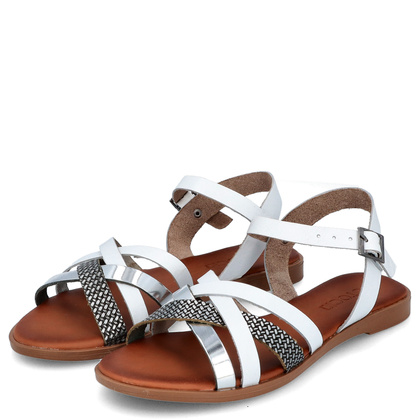 Wygodne sandały ze skóry - POTOCKI 24-64008WH BIAŁE