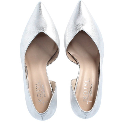 Szpilki z otwartym bokiem - KOTYL 3787 SREBRNE