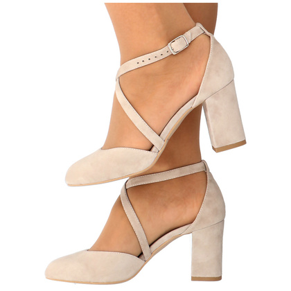 Taneczne czółenka ze skóry - KOTYL 7075 BEŻOWE