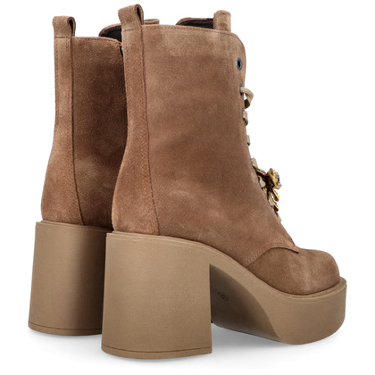 Sznurowane botki ze skóry - KARINO 5323 BRĄZOWE