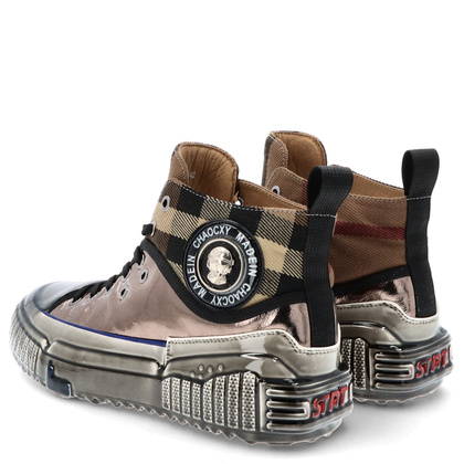 Skórzane wysokie sneakersy męskie - JOHN DOUBARE CC2883 METALICZNE