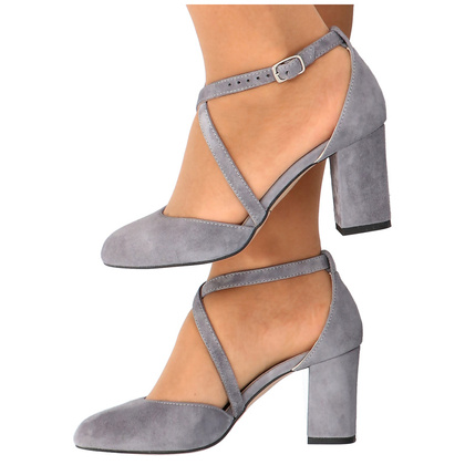 Taneczne czółenka ze skóry - KOTYL 7075 SZARE