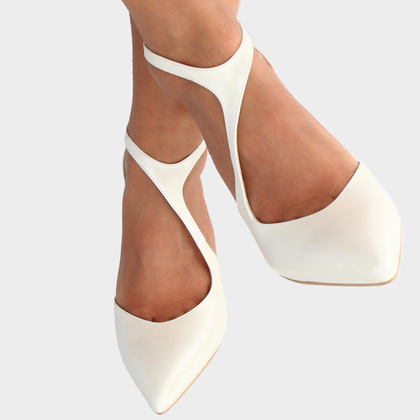 Szpilki ślubne z paskami - KOTYL 8507 BIAŁE PERŁOWE