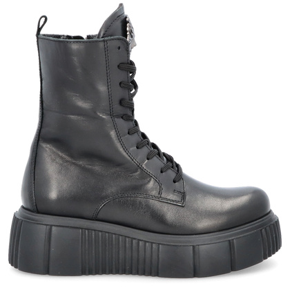 Skórzane workery na platformie - SIMEN 5734A CZARNE