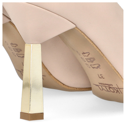 Szpilki z kontrastowym obcasem - KOTYL 8509 BEŻOWE