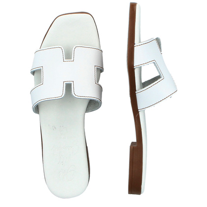 Wygodne klapki ze skóry - OH! MY SANDALS 5566 BIAŁE