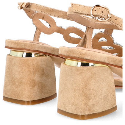 Hiszpańskie sandały na słupku - ALMA EN PENA V240715 BEŻOWE