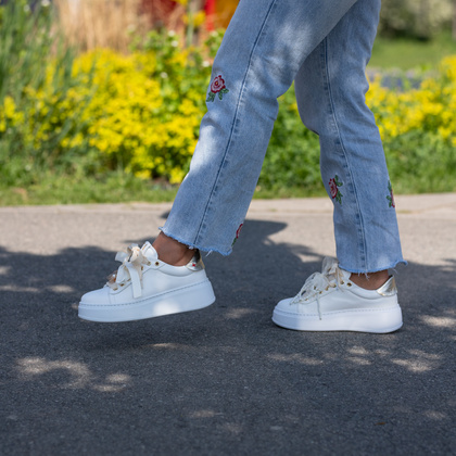 Sneakersy skórzane premium - GIO+ PIA356A BIAŁE