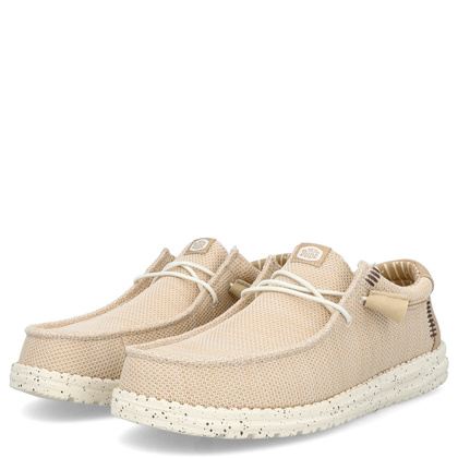 Lekkie mokasyny męskie - HEY DUDE WALLY STRETCH SOX BEŻOWE