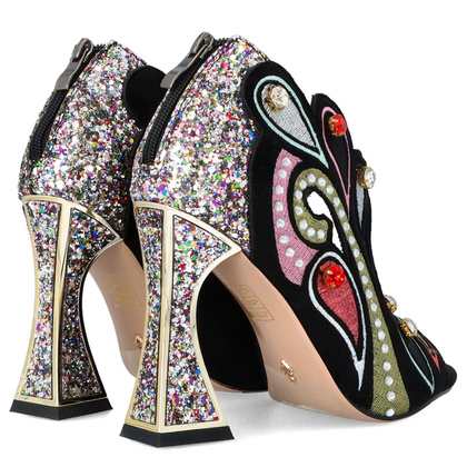 Efektowne sandały na ozdobnym słupku - SCAVIOLA S-152 CZARNE