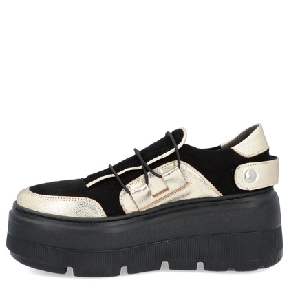 Sneakersy na lekkiej podeszwie - TYMOTEO R1001 CZARNO-ZŁOTE