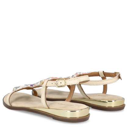 Skórzane płaskie sandałki - GIOSEPPO 74856 BEŻOWE