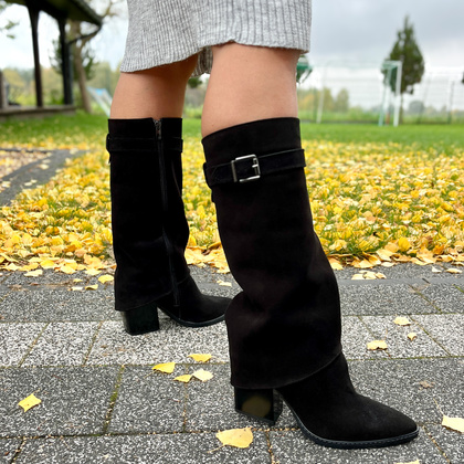 Wysokie kowbojki ze skóry - TYMOTEO G1071 CZARNE