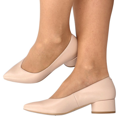 Czółenka na niskim obcasie - KOTYL 9921 BEŻOWE