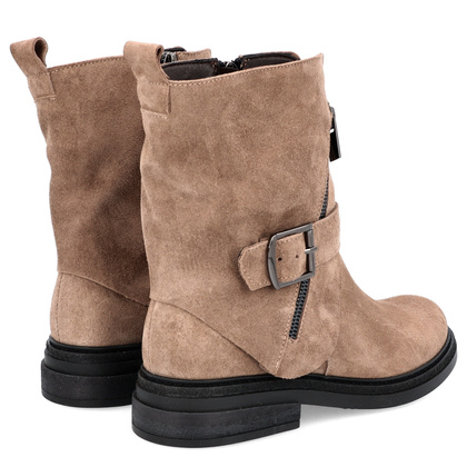 Płaskie botki ze skóry - TYMOTEO G1067 BEŻOWE