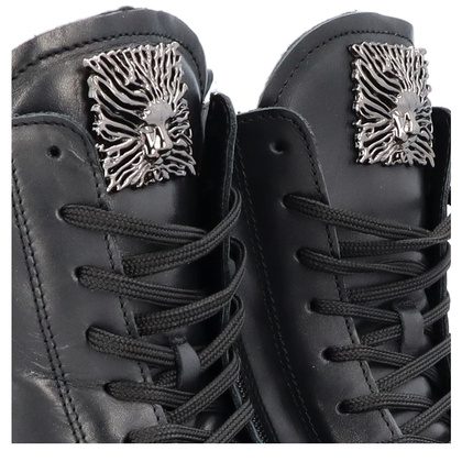 Skórzane workery na platformie - SIMEN 5734A CZARNE