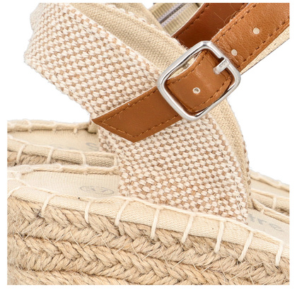 Hiszpańskie sandały na koturnie - SIMÓ SASTRE SS22/BX9232/VE BEŻOWO ZIELONE