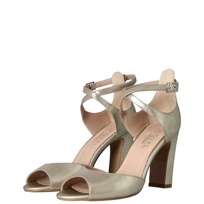 Sandałki na słupku - KOTYL 5915 ZŁOTY EF