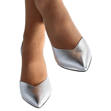 Szpilki z otwartym bokiem - KOTYL 3787 SREBRNE