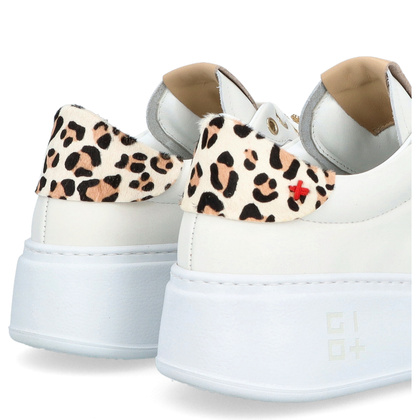 Sneakersy skórzane premium - GIO+ PIA354A BIAŁE PANTERKA