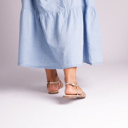 Skórzane płaskie sandałki - GIOSEPPO 71746 ZŁOTE