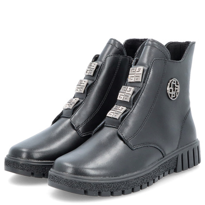 Skórzane botki z ozdobami - FILIPPO DBT6360/24 CZARNE