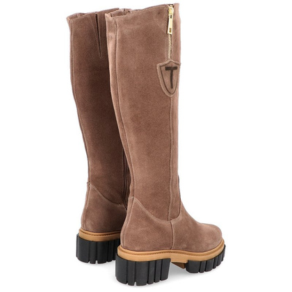 Modne zamszowe kozaki - TYMOTEO M2002 BRĄZOWE