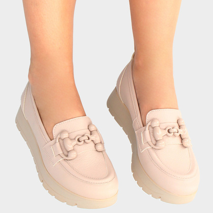 Półbuty z designerską ozdobą - TYMOTEO G1035 BEŻ