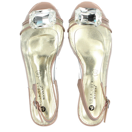 Silikonowe sandały na ozdobnym obcasie - SCAVIOLA S-239 BEŻOWE